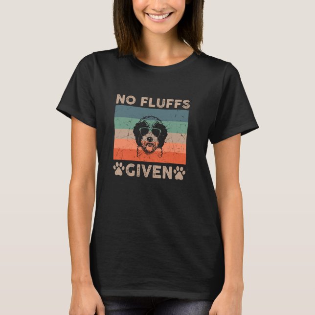 Sheepadoodle No Fluffs Given Funny Dog Dad Retro C T-Shirt (Front)