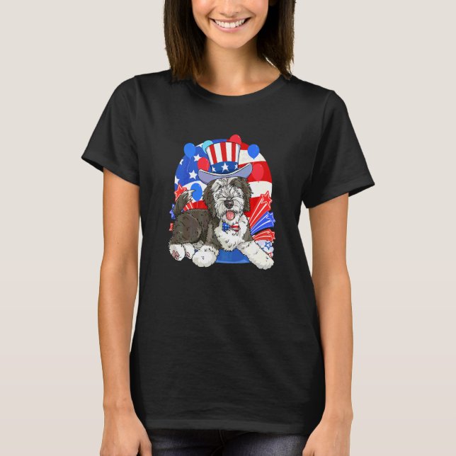 Sheepadoodle Patriotic Uncle Sam 4th Of July Ameri T-Shirt (Front)