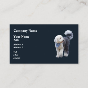 Sheepadoodle With Blue Checkered Scarf Business Card