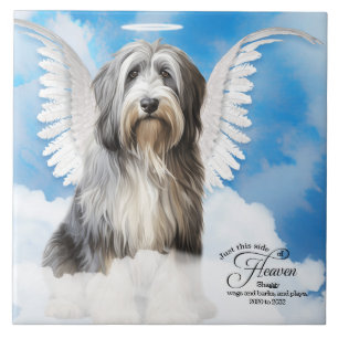 Sheepdog Angel Dog Personalised Pet Memorial Ceramic Tile