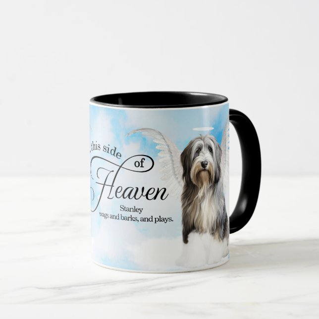 Sheepdog Angel in Heaven Personalised Memorial Mug (Front Right)