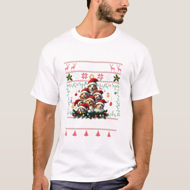 Sheepdog Christmas Tree T-Shirt (Front)