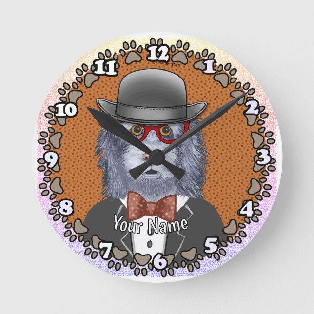 SheepDog Glasses Round Clock (Front)