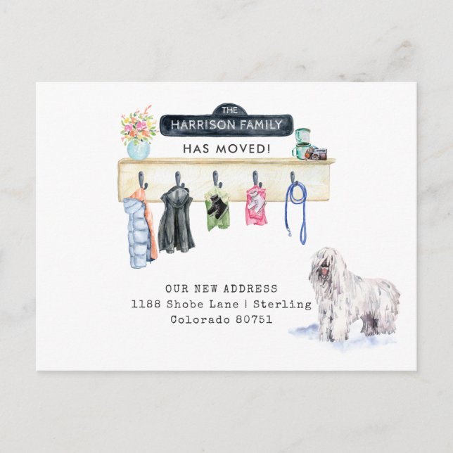 Sheepdog Mudroom Moving Announcement Postcard (Front)
