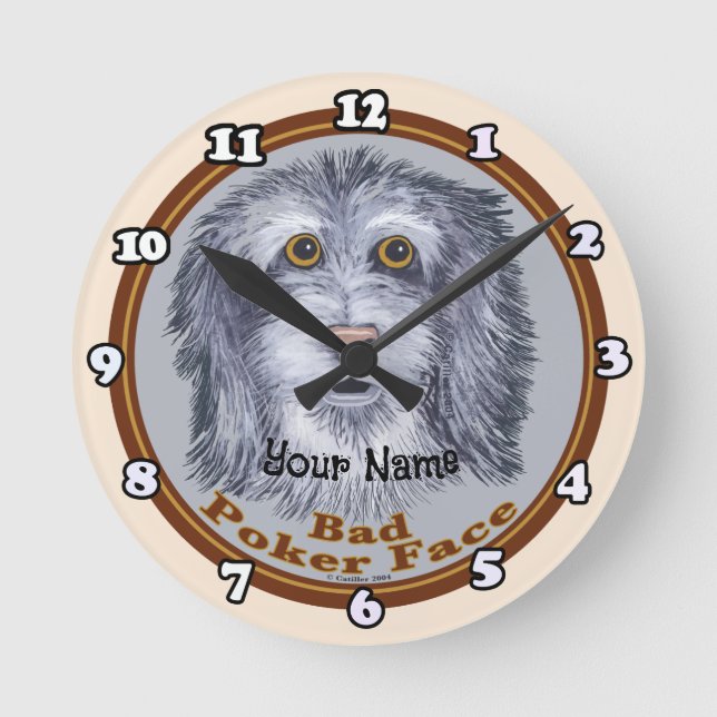 Sheepdog Poker Face Round Clock (Front)