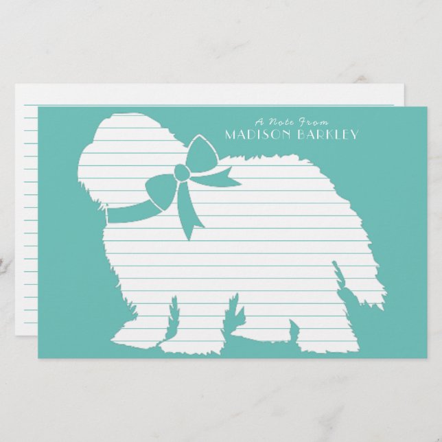 Sheepdog Puppy Old English Sheep Dog Stationery (Front/Back)