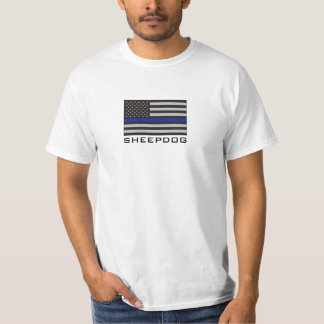SHEEPDOG with THIN BLUE LINE AMERICAN FLAG T-Shirt