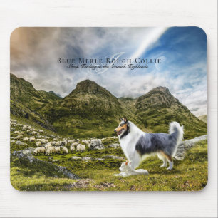 Sheepherding Blue Merle Rough Collie, Personalised Mouse Pad
