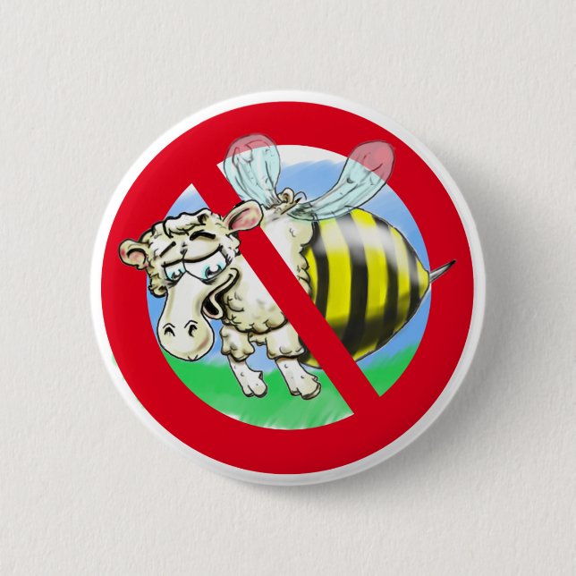 Sheeplebee forbidden 6 cm round badge (Front)
