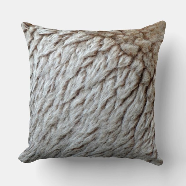 Sheep's Wool Abstract Nature Photo Cushion (Front)