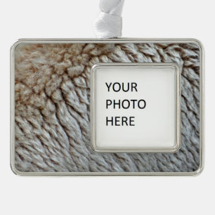 Sheep's Wool Abstract Nature Photo Silver Plated Framed Ornament