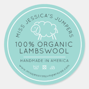 Sheeps wool aqua white black knit business classic round sticker