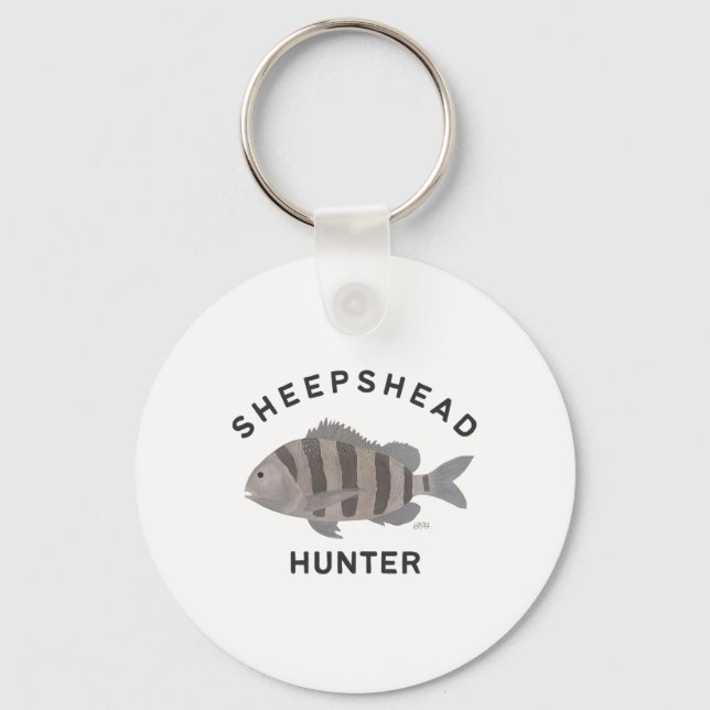 Sheepshead Hunter Fishing  Key Ring (Front)