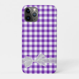 sheer bow on purple and white gingham iPhone 11 pro case