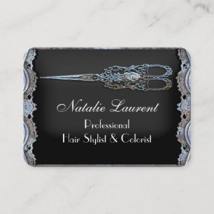 Sheer Chic Round Vintage Scissor hairstylist Business Card