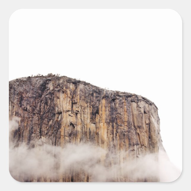Sheer cliff rising above clouds square sticker (Front)
