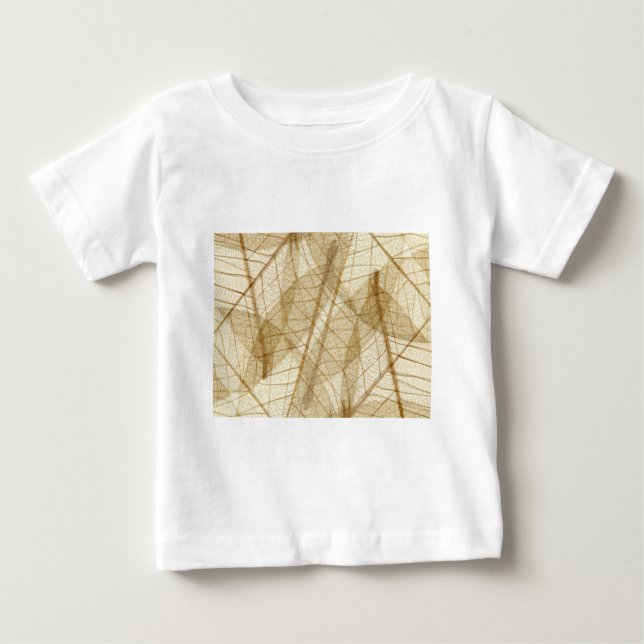 Sheer Cream Beige Lace Leaves Baby T-Shirt (Front)