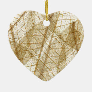 Sheer Cream Beige Lace Leaves Ceramic Tree Decoration