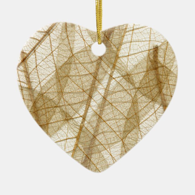 Sheer Cream Beige Lace Leaves Ceramic Tree Decoration (Front)