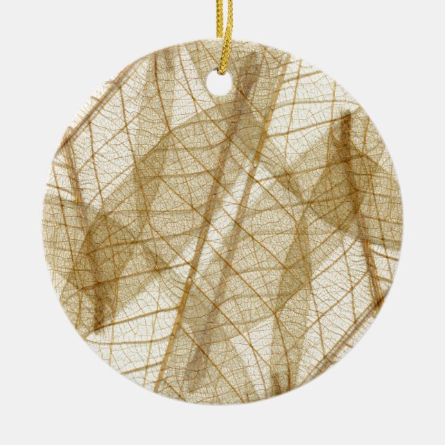 Sheer Cream Beige Lace Leaves Ceramic Tree Decoration (Front)