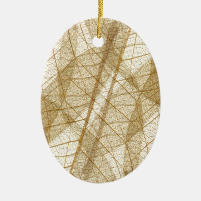 Sheer Cream Beige Lace Leaves Ceramic Tree Decoration (Front)