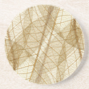 Sheer Cream Beige Lace Leaves Coaster