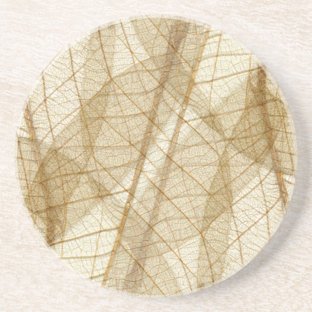 Sheer Cream Beige Lace Leaves Coaster (Front)