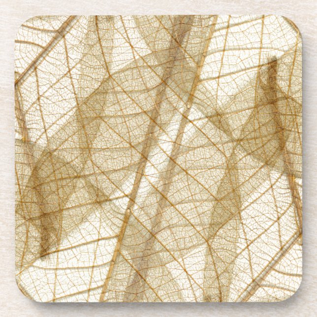 Sheer Cream Beige Lace Leaves Coaster (Front)
