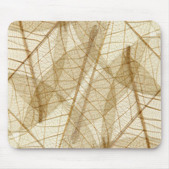 Sheer Cream Beige Lace Leaves Mouse Pad (Front)