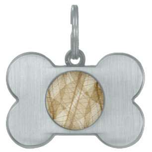 Sheer Cream Beige Lace Leaves Pet ID Tag