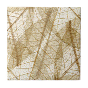Sheer Cream Beige Lace Leaves Tile