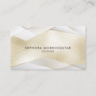 Sheer Elegant Gold Facets on Light Gold White Business Card