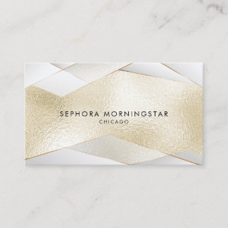 Sheer Elegant Gold Facets on Light Gold White Business Card