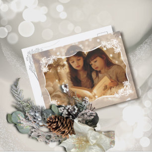 Sheer Floral Lace Flat Holiday Card
