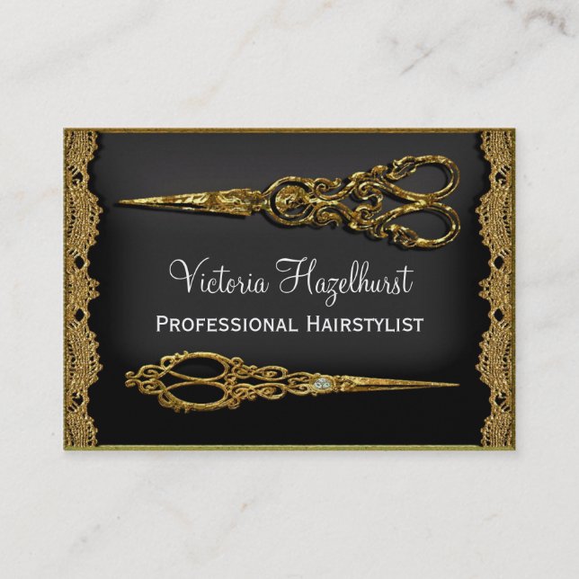 Sheer Hazelhurst Double Scissor Hair Stylist Business Card (Front)