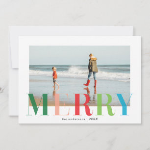 Sheer Merry Christmas Photo Flat card_Candy Holiday Card