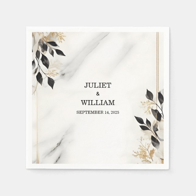 Sheer Natural Work Stacked Stone Marble Wedding Napkin (Front)