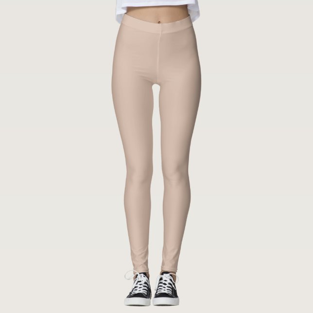 Sheer Pastel Beige Pink Solid Colour SW 0056 Leggings (Front)