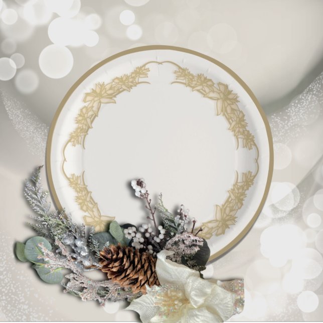 Sheer Poinsettia Lace Cream  Paper Plate (Creator Uploaded)