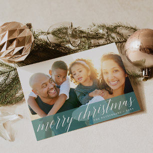 Sheer Spruce Merry Christmas Holiday Photo Card