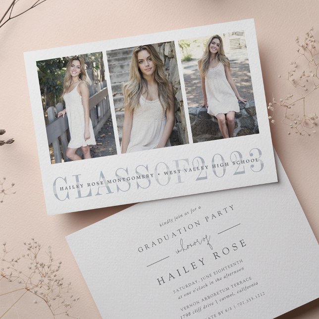 Sheer Stripe | Multi Photo Graduation Party Invitation (Creator Uploaded)