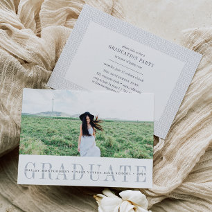 Sheer Stripe   Photo Graduation Party Invitation