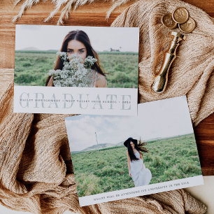 Sheer Stripe Two Photo Graduation Announcement