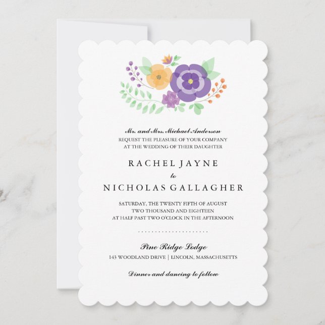 Sheer Summer Flowers | Wedding Invitation (Front)