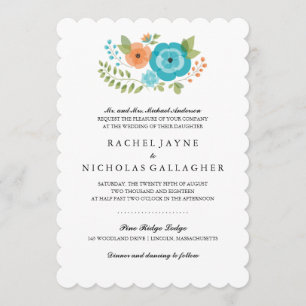 Sheer Summer Flowers Wedding Invitation