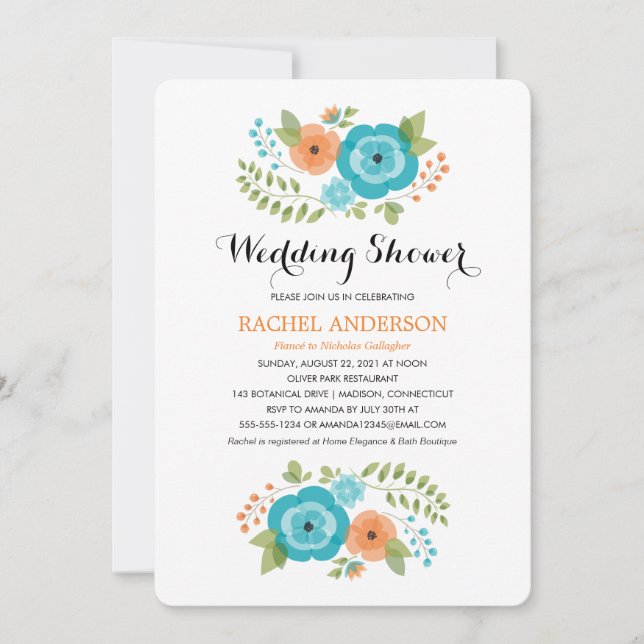 Sheer Summer Flowers | Wedding Shower Invitation (Front)