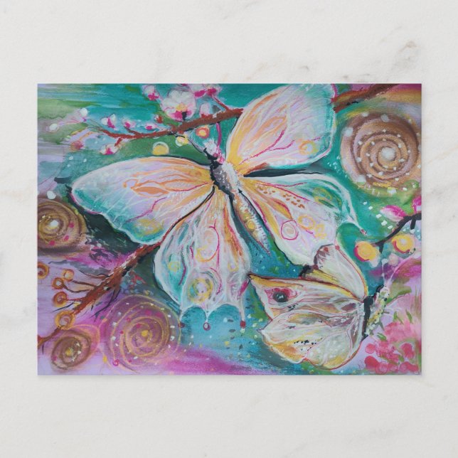 Sheer white butterflies holiday postcard (Front)