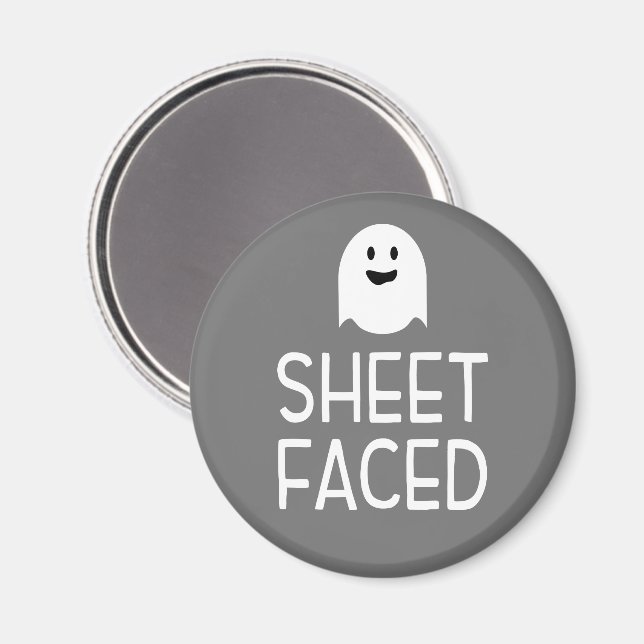 Sheet Faced Funny Halloween Party with Cute Ghost Magnet (Front/Back)