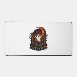Sheet Faced Ghost Halloween Spooky Trees Moon_1 Desk Mat