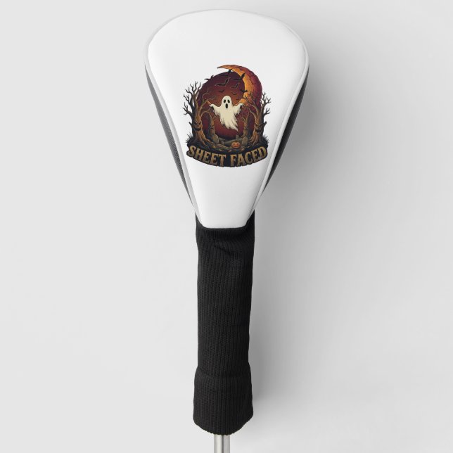 Sheet Faced Ghost Halloween Spooky Trees Moon_1 Golf Head Cover (Front)